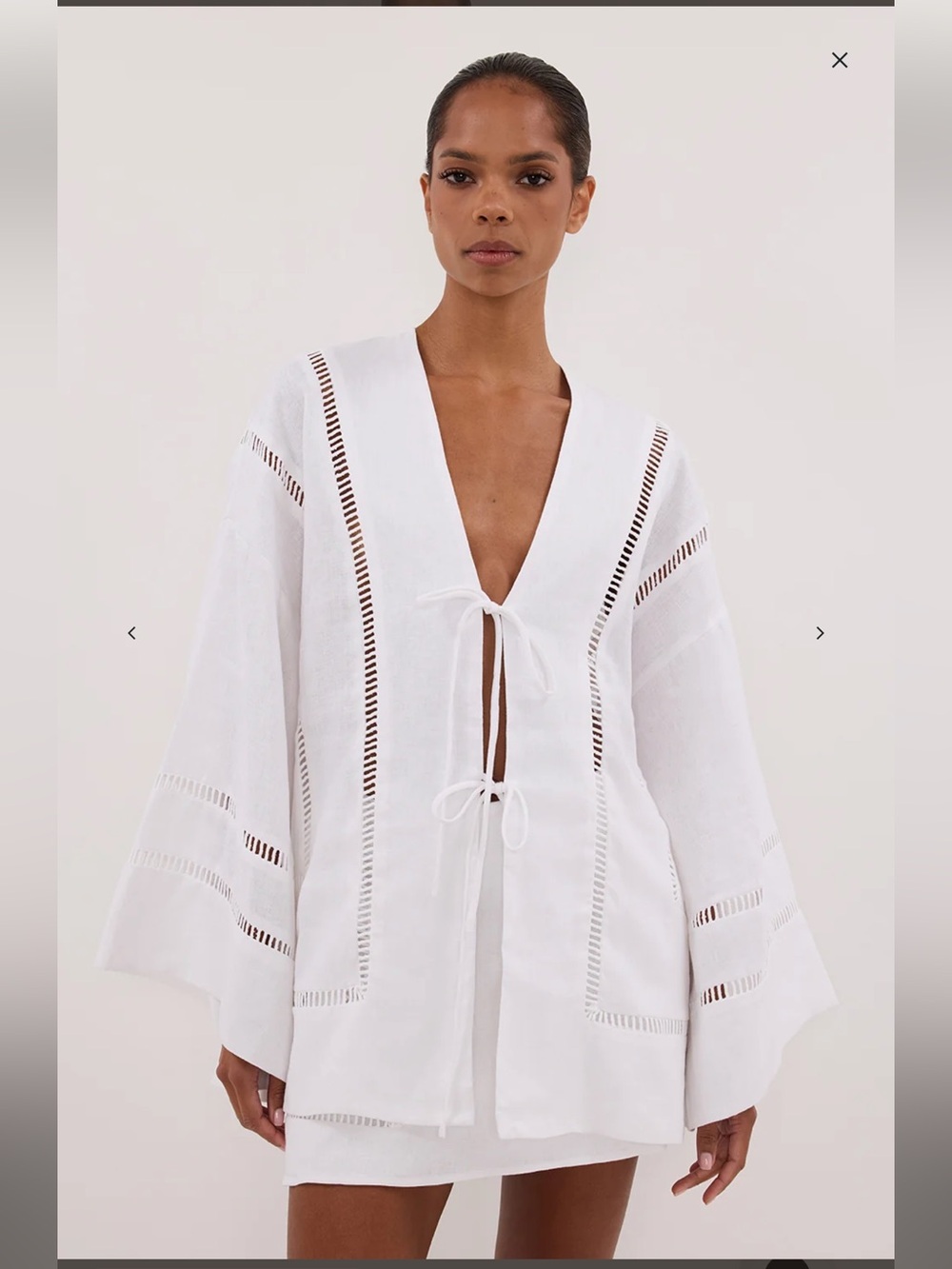 DISSH Lindsay White Linen Kimono Top Size US 8